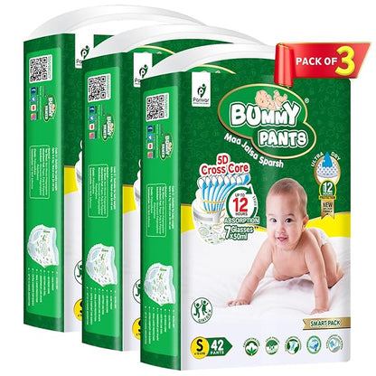 Baby Diaper –Small (S) Size, 126 Count, Super Absorbent 5D Cross Core, Pack of 3, Upto 7Kg